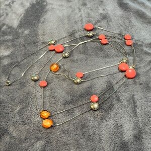 Charming Charlie Coral & Amber Layered Disc Necklace